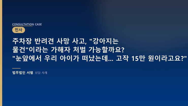 주차장 반려견 사망 사고, "강아지는 물건"이라는 가해자 처벌 가능할까요? "눈앞에서 우리 아이가 떠났는데... 고작 15만 원이라고요?"