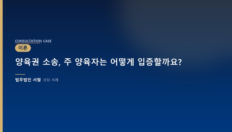 양육권 소송, 주 양육자는 어떻게 입증할까요?