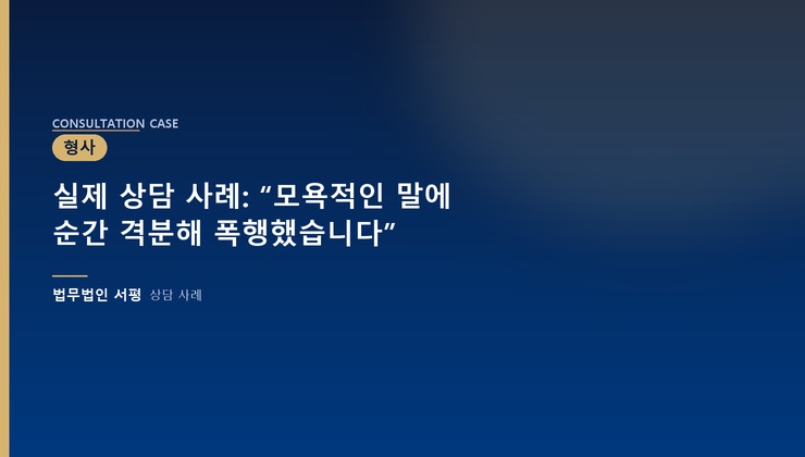 실제 상담 사례: “모욕적인 말에 순간 격분해 폭행했습니다”