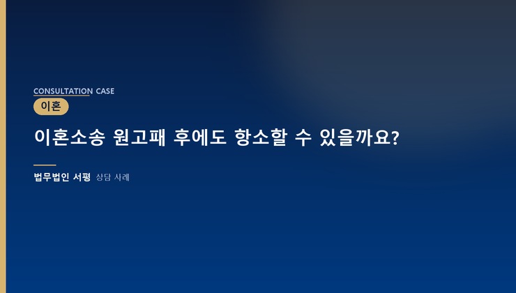 이혼소송 원고패 후에도 항소할 수 있을까요?